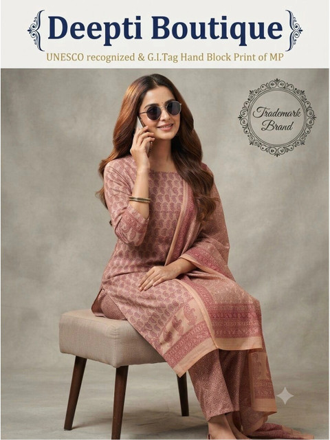 DEEPTI BOUTIQUE Printed Pure Cotton Unstitched Dress Material - Image 2