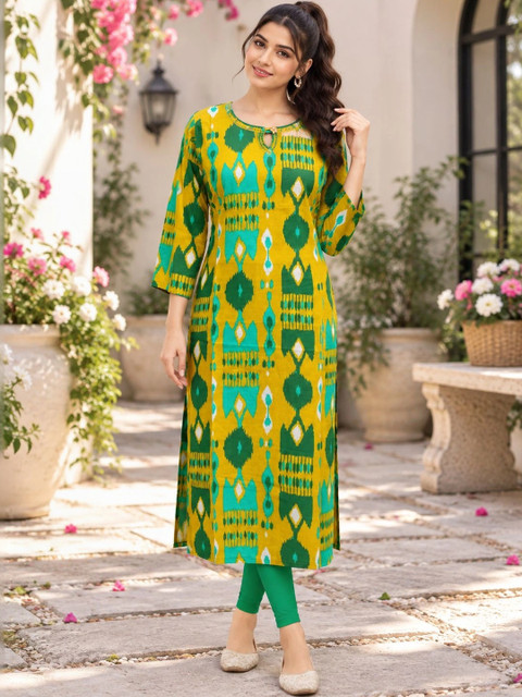Merira Women Ethnic Motifs Printed Keyhole Neck Kurta
