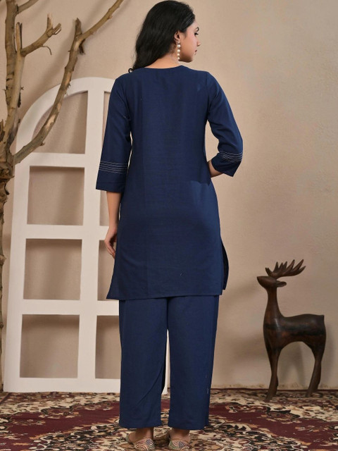 Yashee Floral Cotton Embroidered Tunic with Trousers - Image 2