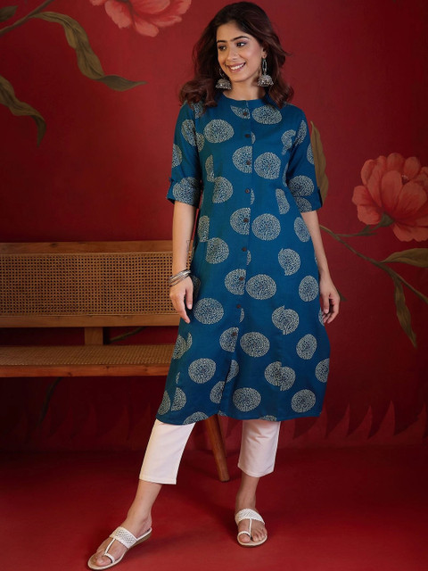 Sangria Women Geometric Printed Indie Prints Kurta