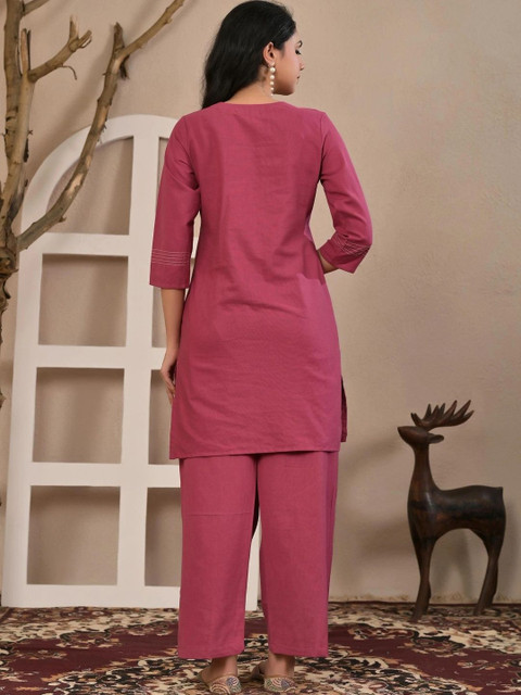 Yashee Floral Cotton Embroidered Tunic with Trousers - Image 2