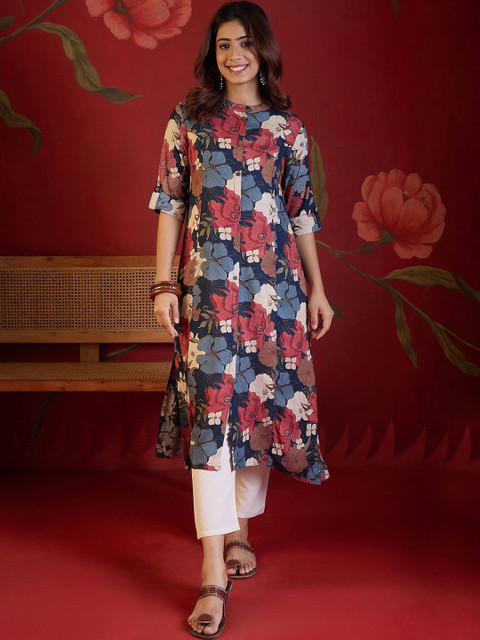 Sangria Women Floral Printed Floral Kurta - Image 2