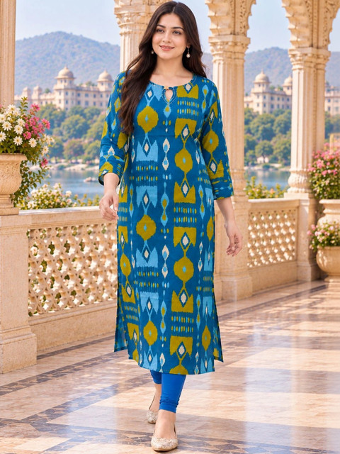 Roly Poly Women Ethnic Motifs Printed Keyhole Neck Indie Prints Kurta