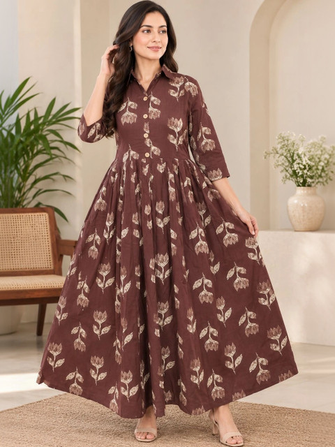 Moda Rapido Floral Print A-Line Maxi Dress