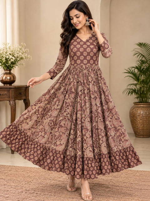 Pristyle Ethnic Motifs Print Ethnic Maxi Dress