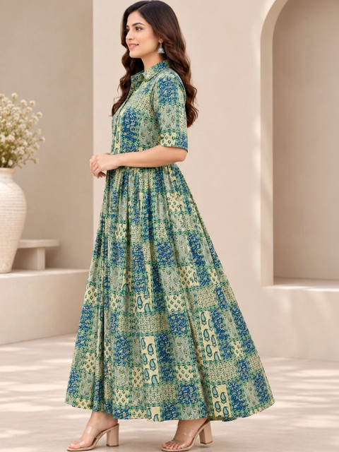 RANGEELO JAIPUR Ethnic Motifs Print Maxi Dress - Image 5