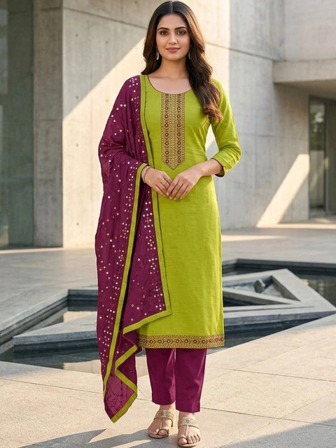 HMP Fashion Womens cotton tie work unstich kurta churidar material