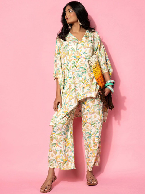 Gerua By Libas Printed Kaftan & Palazzos Co-Ords Set - Image 2