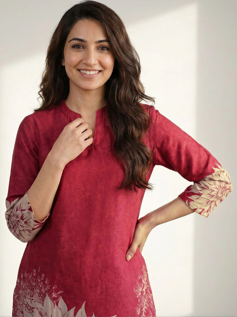 Libas Women Floral Printed Regular Kurta with Trousers - Image 2