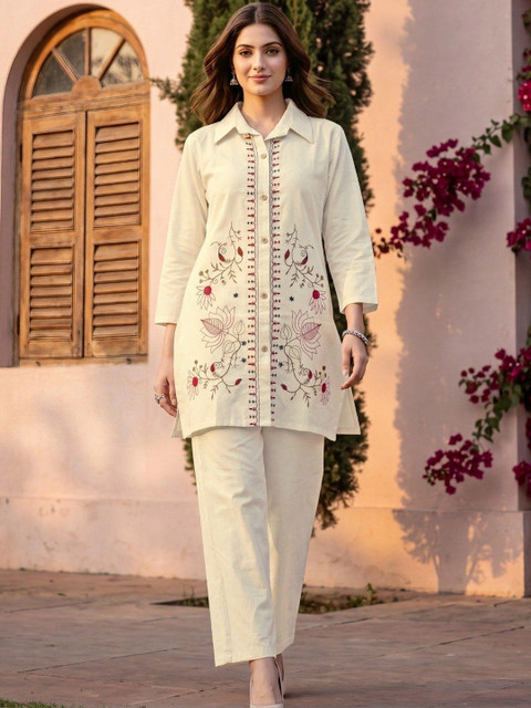 P Three Pluse Embroidered Shirt with Trousers