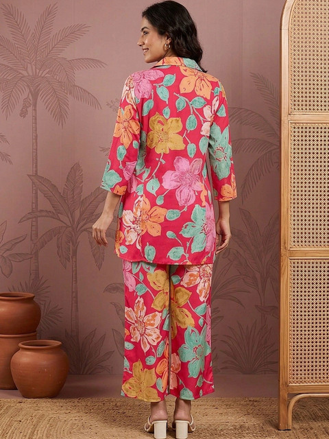 Sangria Indie Florals Printed Top with Palazzos - Image 5