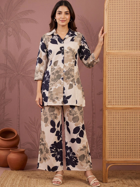 Sangria Indie Florals Printed Top with Palazzos