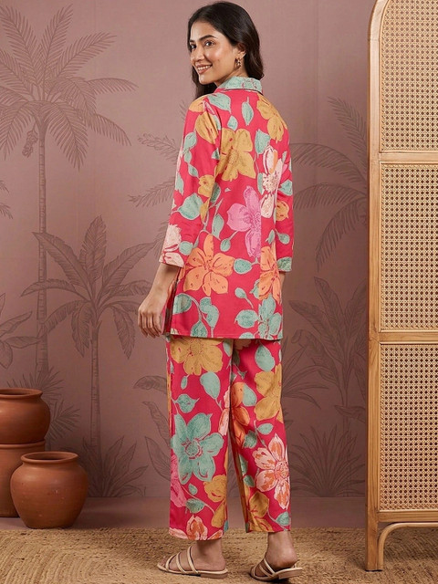 Sangria Indie Florals Printed Top with Palazzos - Image 2