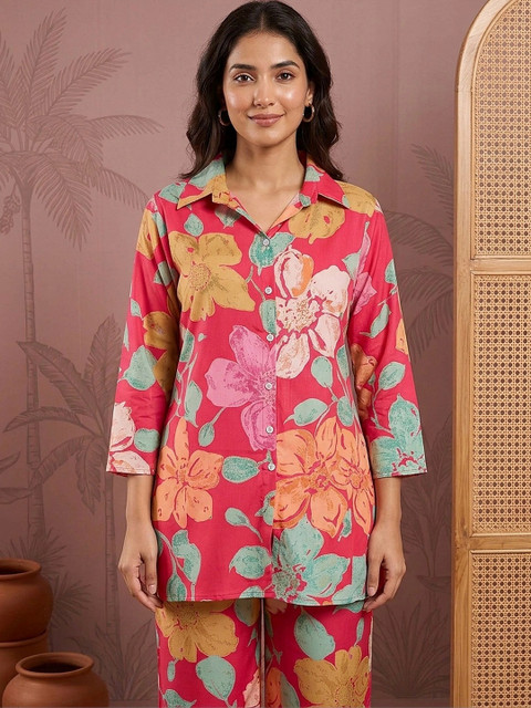 Sangria Indie Florals Printed Top with Palazzos - Image 4