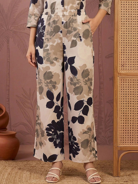 Sangria Indie Florals Printed Top with Palazzos - Image 6