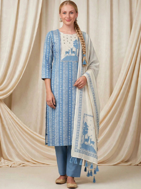 WaCraz Printed Pure Cotton Semi-Stitched Dress Material