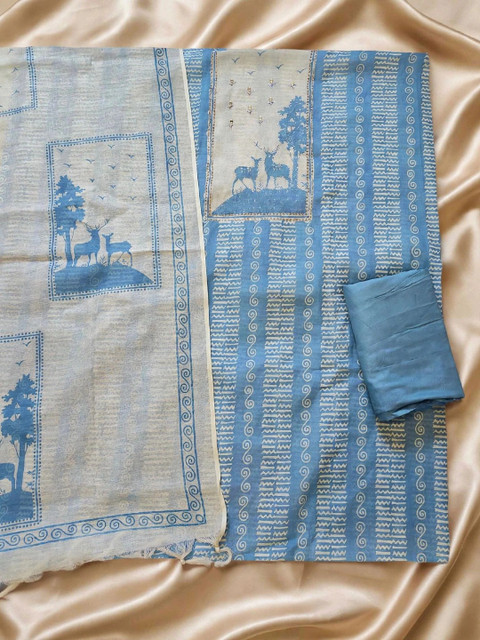 WaCraz Printed Pure Cotton Semi-Stitched Dress Material - Image 3