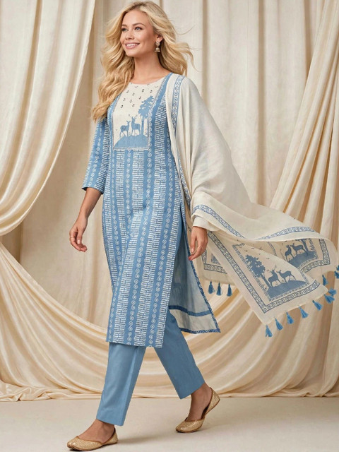 WaCraz Printed Pure Cotton Semi-Stitched Dress Material - Image 7