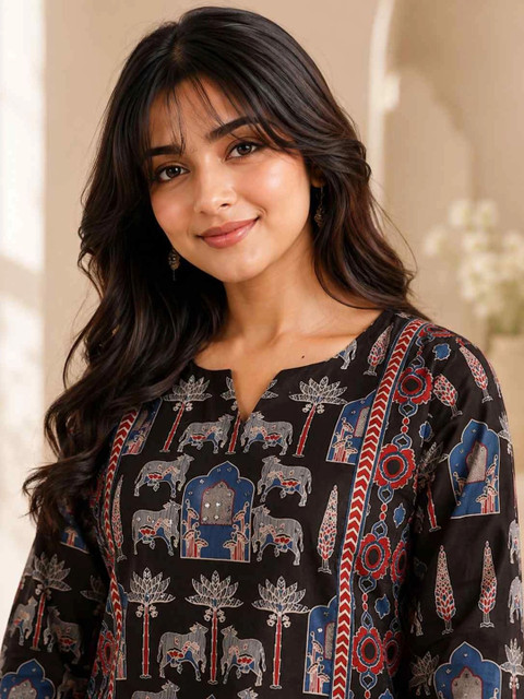 KALINI Women Ethnic Motifs Printed Indie Prints Kurta - Image 5