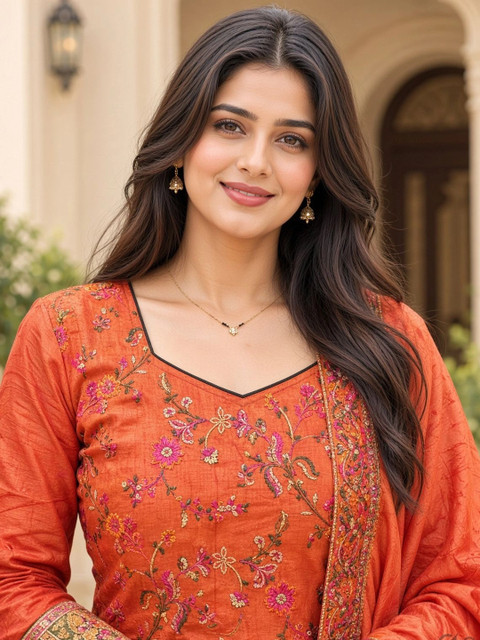 KALINI Women Floral Printed Regular Phulkari Kurta with Trousers & With Dupatta - Image 3