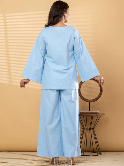 Readiprint Cotton Solid Tunic with Palazzos - Image 4