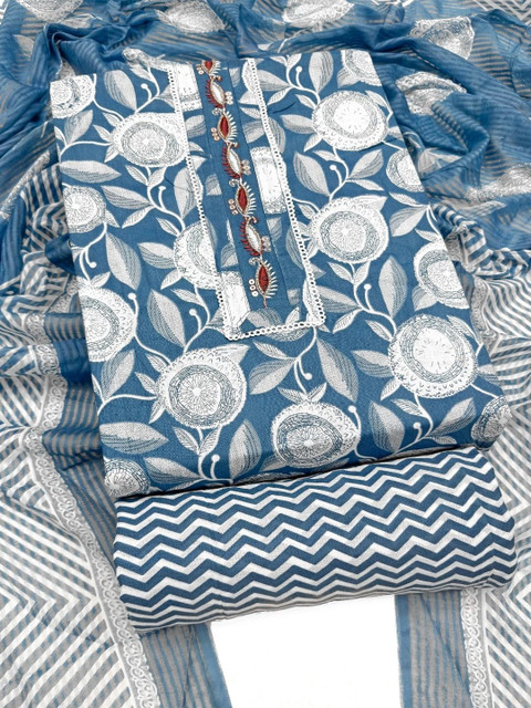FashionsEye Printed Pure Cotton Unstitched Dress Material