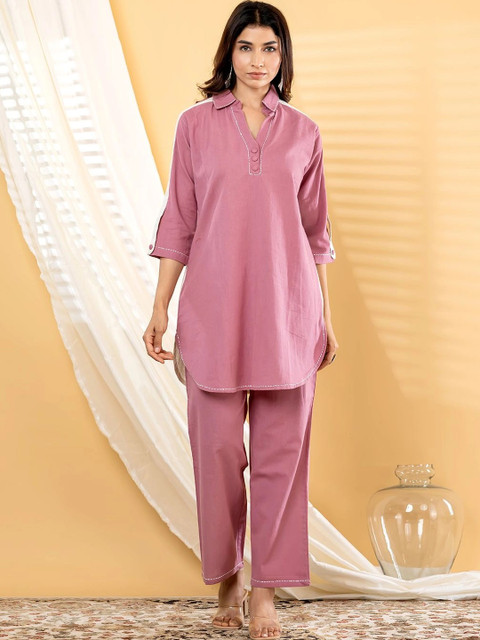 Readiprint Women Cotton Solid Tunic with Palazzos