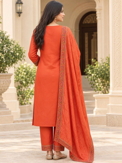 KALINI Women Floral Printed Regular Phulkari Kurta with Trousers & With Dupatta - Image 2