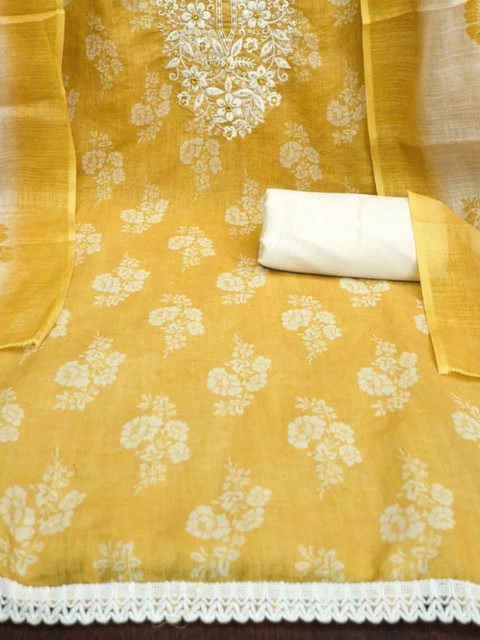 Dhaaga Ghar Embroidered Linen Unstitched Dress Material - Image 4