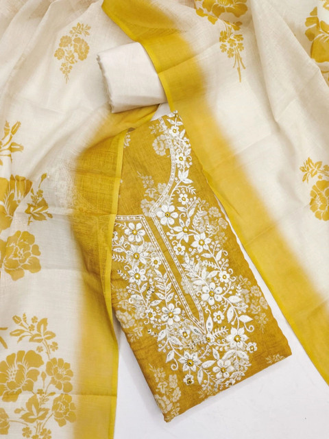 Dhaaga Ghar Embroidered Linen Unstitched Dress Material - Image 2