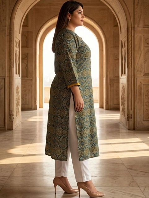 KALINI Women Ethnic Motifs Printed Thread Work Kurta - Image 4