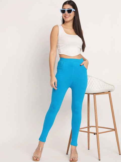 mannatt Thread Plus Women Solid Cotton Stretchable D-Pocket Leggings - Image 5