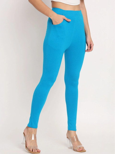 mannatt Thread Plus Women Solid Cotton Stretchable D-Pocket Leggings