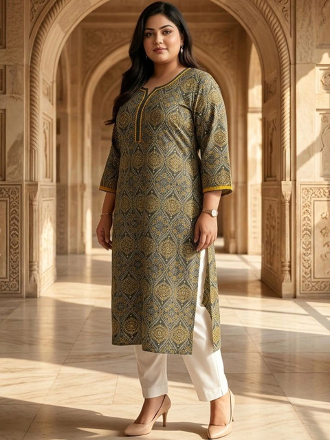 KALINI Women Ethnic Motifs Printed Thread Work Kurta - Image 6