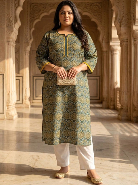 KALINI Women Ethnic Motifs Printed Thread Work Kurta