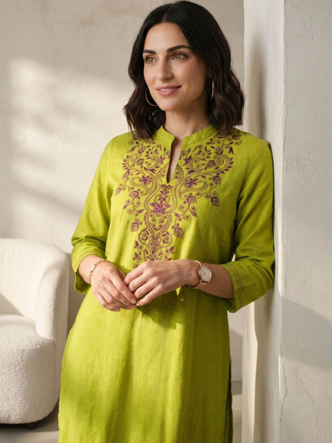 Anouk Women Ethnic Motifs Embroidered Thread Work Kurta