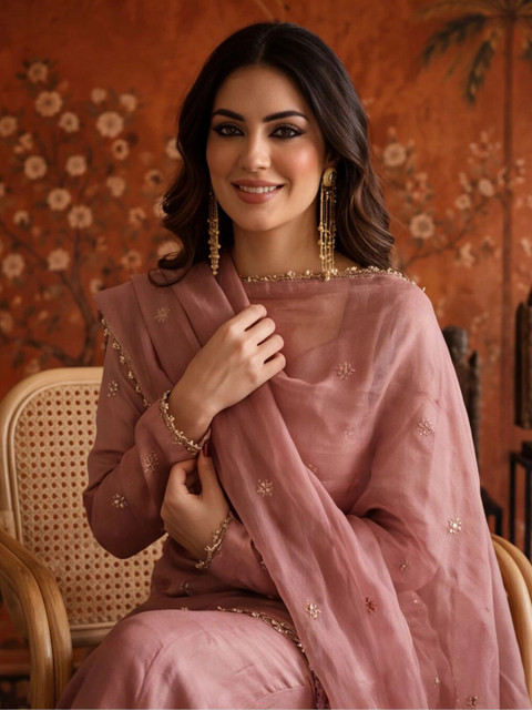Sangria Women Embroidered Regular Kurta with Sharara & With Dupatta - Image 3