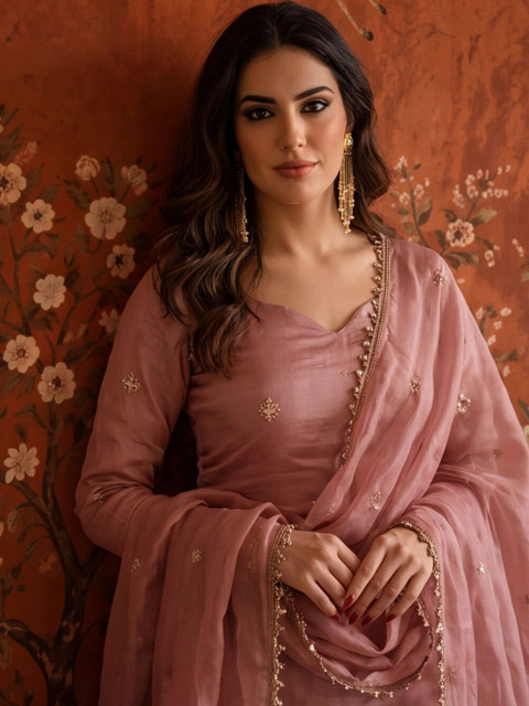 Sangria Women Embroidered Regular Kurta with Sharara & With Dupatta - Image 6