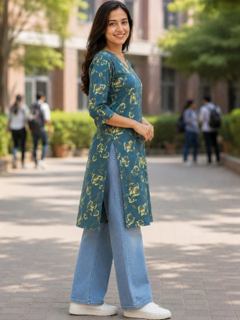 SHIFZ Women Floral Printed Floral Kurta - Image 4