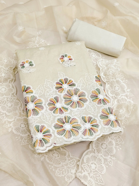 Sangria Embroidered Semi-Stitched Dress Material