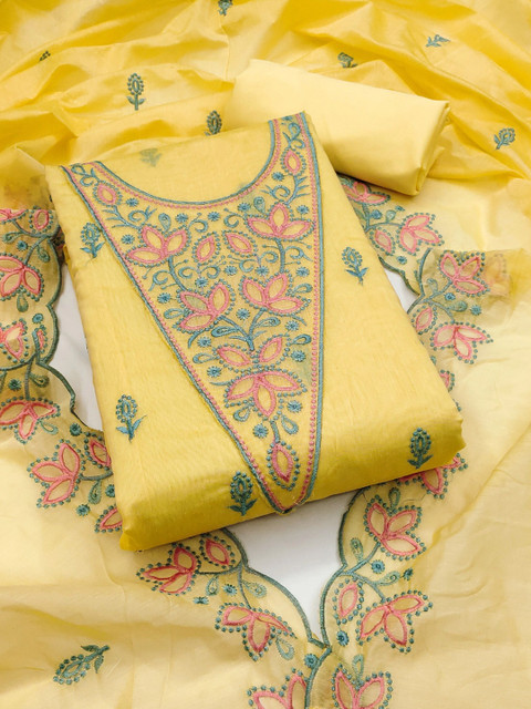 Sangria Embroidered Semi-Stitched Dress Material