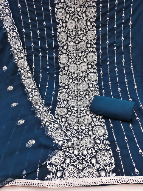 Sangria Embroidered Semi-Stitched Dress Material - Image 2