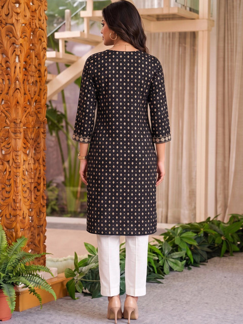 Rangita Women Ethnic Motifs Printed Thread Work Kurta - Image 3