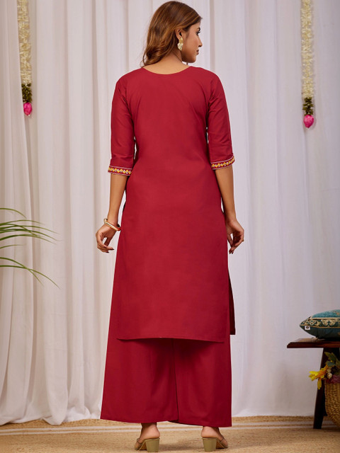 KALINI Indie Florals Embroidered Top with Palazzos - Image 2