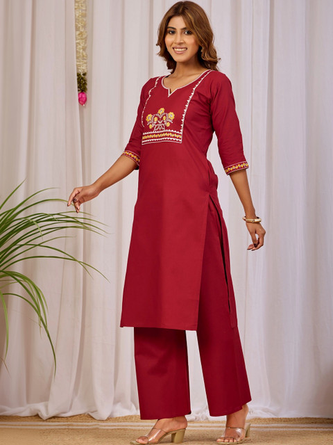 KALINI Indie Florals Embroidered Top with Palazzos - Image 3