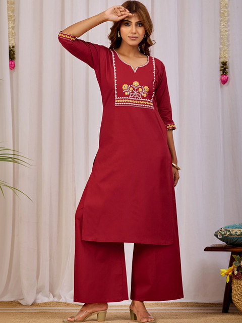 KALINI Indie Florals Embroidered Top with Palazzos - Image 5