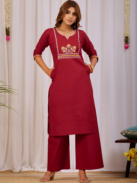 KALINI Indie Florals Embroidered Top with Palazzos - Image 6