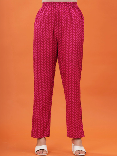 Sangria Women Ethnic Motifs Printed Regular Pure Cotton Kurta with Trousers - Image 4