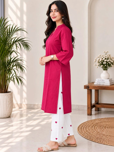 Purnova Women Regular Pure Cotton Kurta with Trousers - Image 2