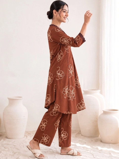 LABEL BY NAVNARI Cotton Printed Tunic with Trousers - Image 4